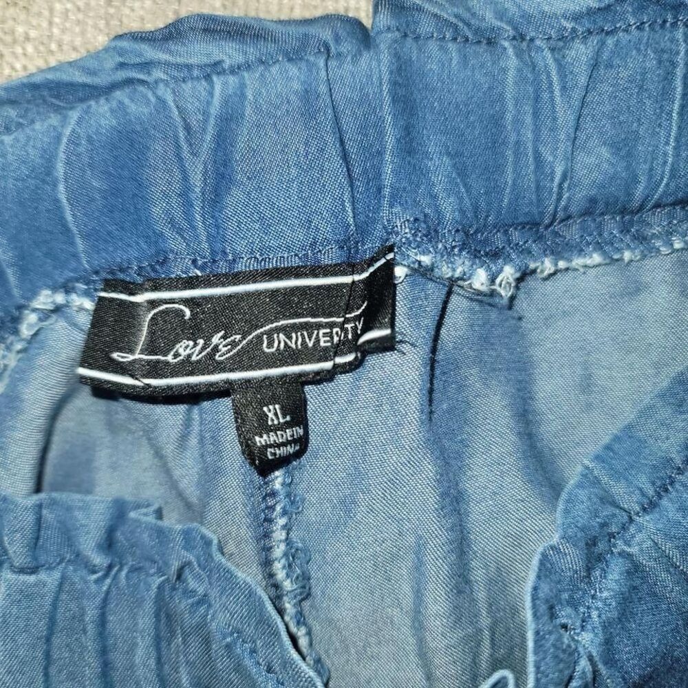Love University XL Chambray Jogger‎ Pants Summmer Coastal Grandma Beach Casual - Picture 5 of 8